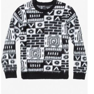 Unisex RVCA Men’s  size small Geometric Black White Curren Checks Faux Mohair